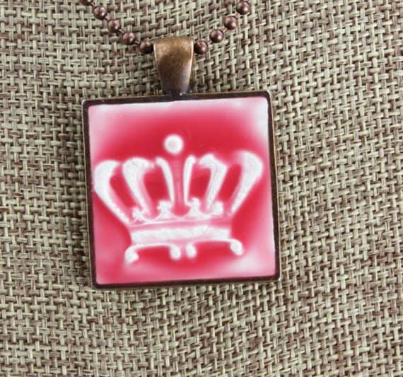 Crown Cherry Glazed Porcelain-Look Charm Pendant
