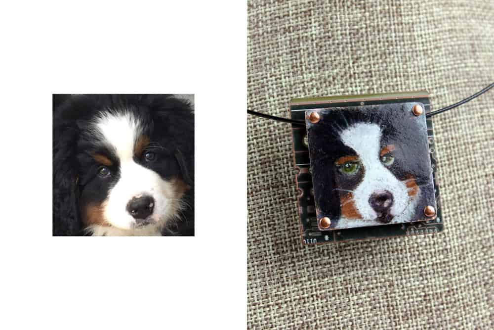 Bernese Mountain Dog Custom Hand-Illustrated Pendant - Colored pencil on copper